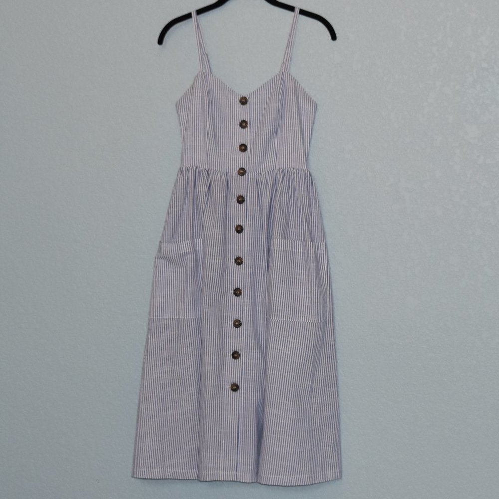 princess polly striped midi dress with pockets